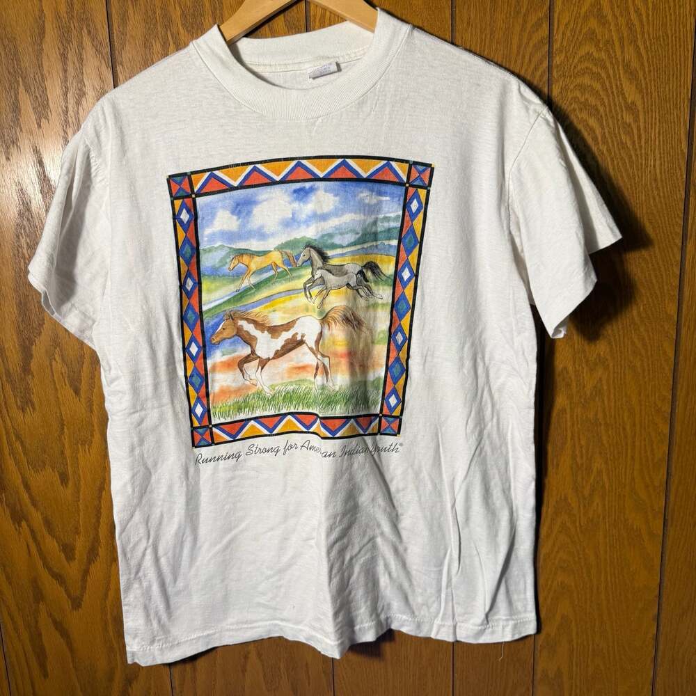 Vintage Running Strong for American Indian Youth Horse Graphic T-Shirt
